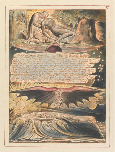 エルサレム、プレート37、そして一人が立っていた.... 作： William Blake